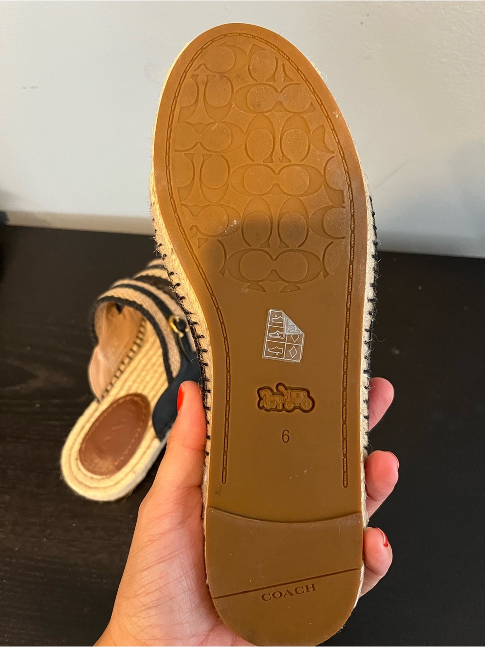 Like New Coach Espadrille Sandals in Black and Natural - Size 6 - Picture 6 of 6